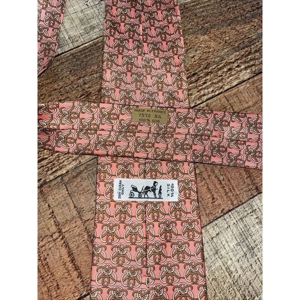 Hermes Hardware Needle‎ Thorns Allover Print Necktie Pink